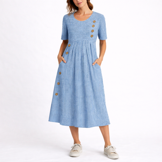 Striped Midi Dress – Lightweight Everyday Summer Dress
